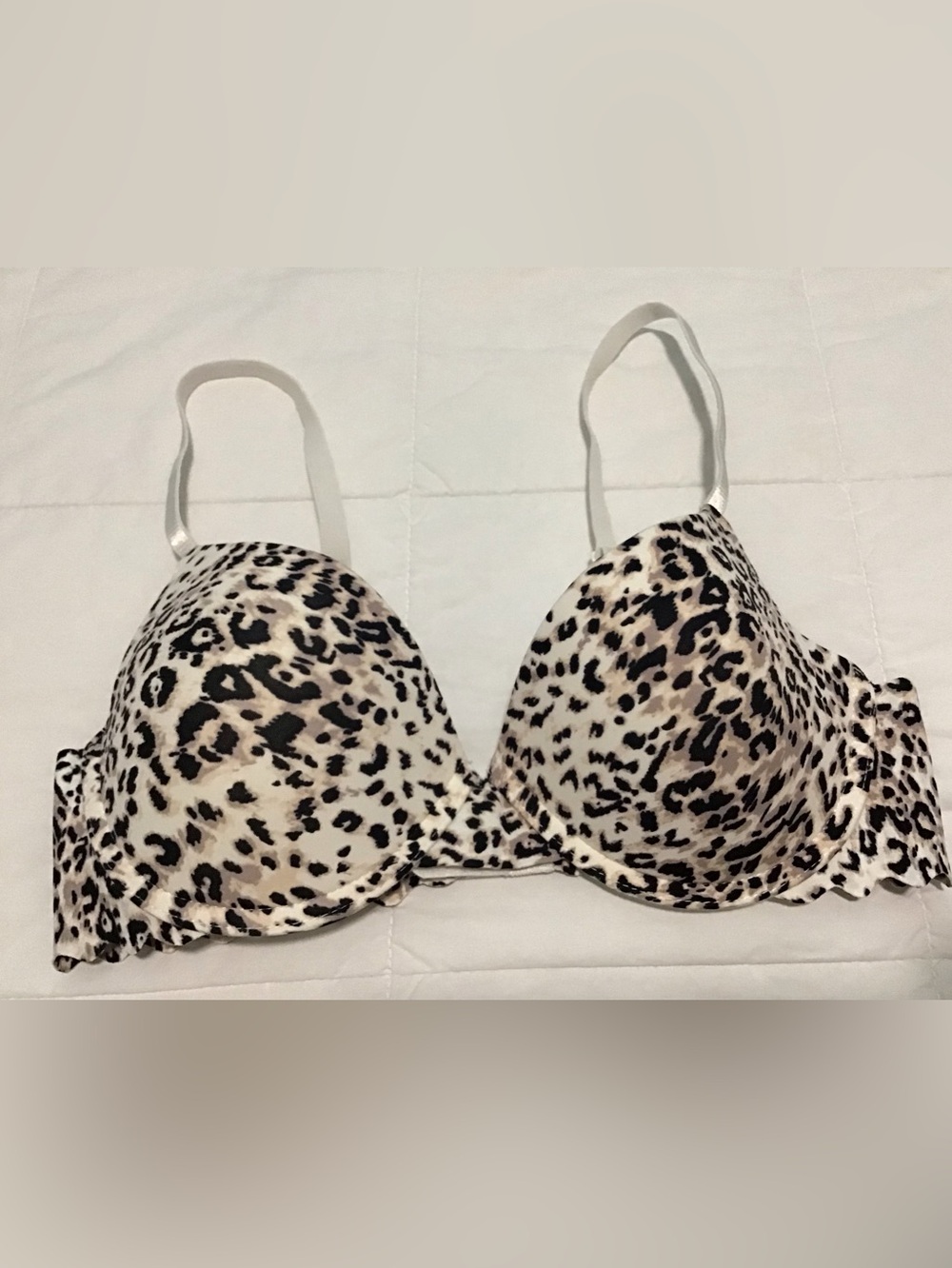 Parisian Intimates Beige and Black Leopard-Print Push-Up Bra 36B